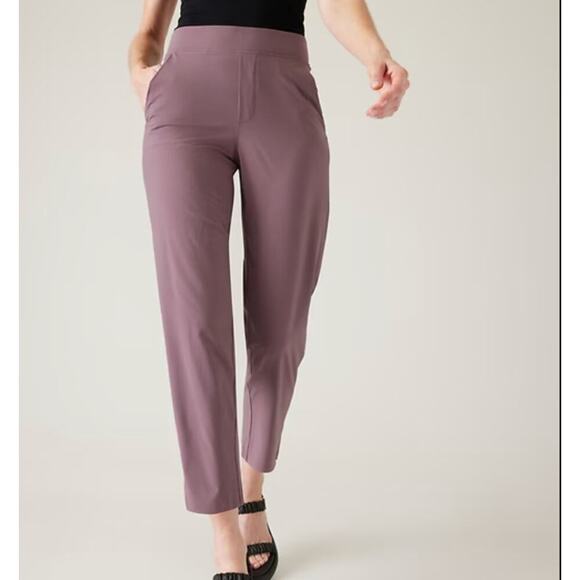 Athleta Brooklyn Mid Rise Ankle Pant Mauve Purple Stretch Pull On Pockets 16 - Picture 1 of 8